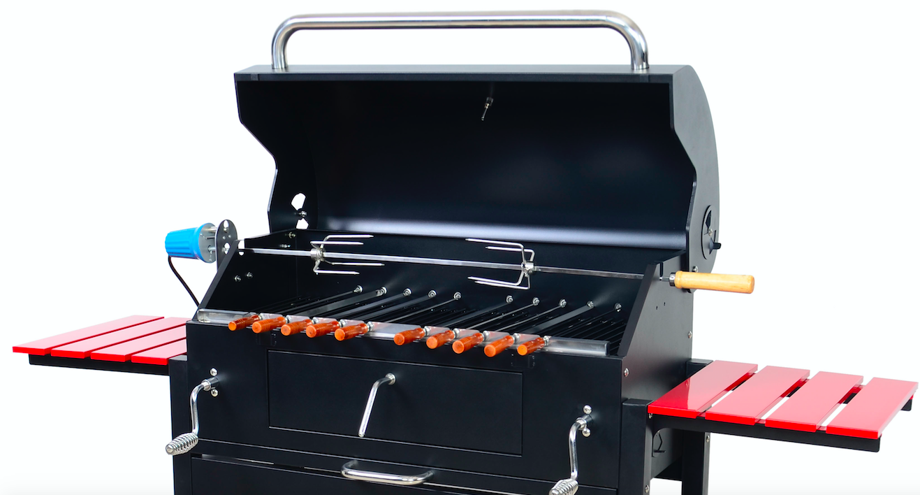 Charcoal rotisserie grill